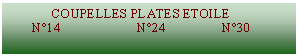 Zone de Texte:               COUPELLES PLATES ETOILE        N14                       N24                 N30       